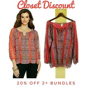 Hot in Hollywood 3X Maya Boho Peasant Lace Top (C)